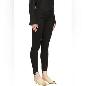 FRAME Le Skinny De Jeanne Ripped Raw Hem Ankle Jeans In Film Noir Size‎ 26